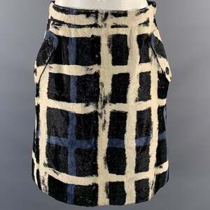 AERON Size 8 Black White Viscose Plaid Mini Mini Skirt